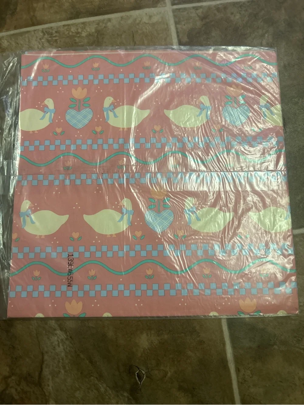 Vintage Ambassador Hallmark Gift Wrap Ducks Hearts Tulips Sealed Package 2 Sheet